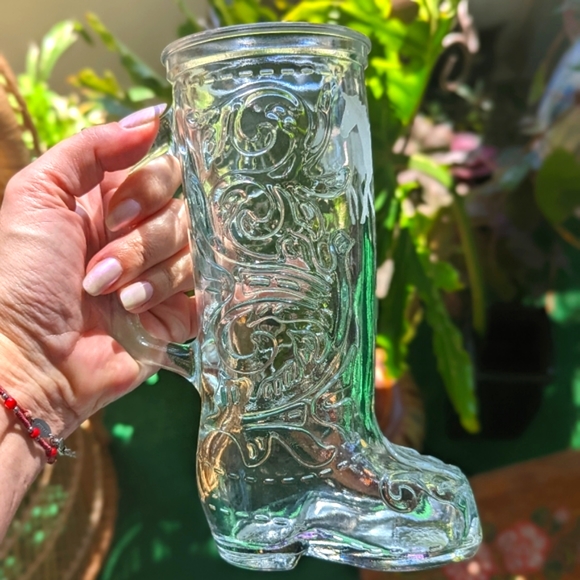 Other - Clear Glass Cowboy Boot Mug Novelty Barware Drinking Cup Decorative Kitchen